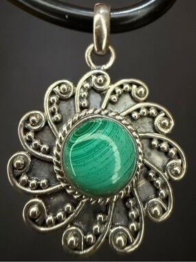 Malachite in Sterling Silver Pendant